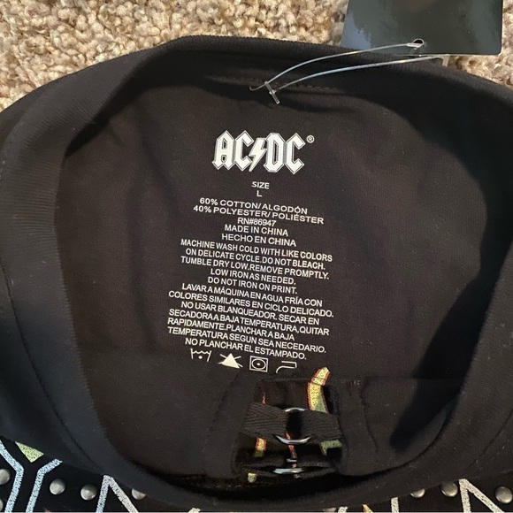 AC/DC ACDC Graphic Cropped Black Highway To Hell Tee Sz Large - Picture 5 of 10